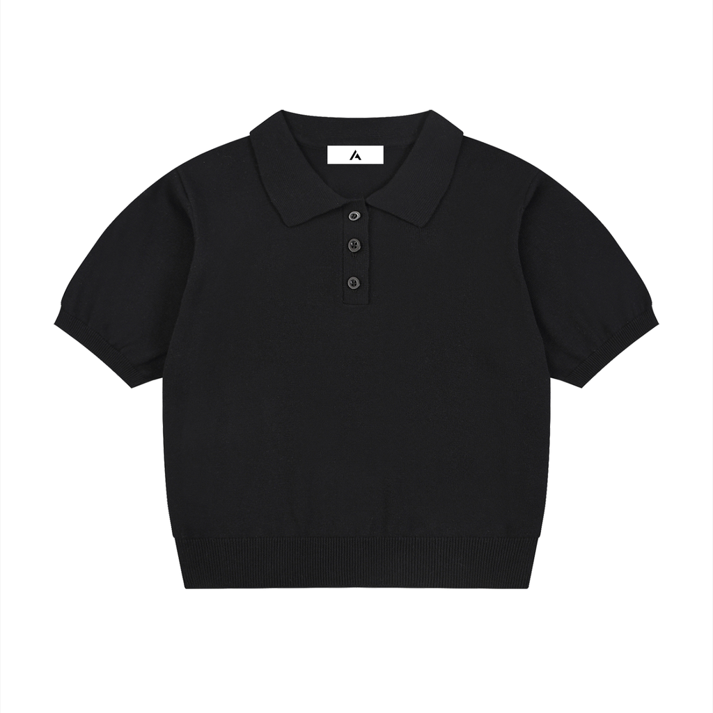 all,arcaprl,womens,women,womans,woman,knit,cotton,polo,shirt,upper,body,half,button,boxy