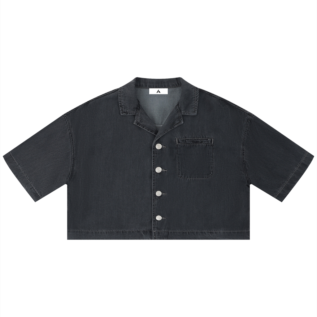 all,arcaprl,vintage,wash,boxy,cropped ,shirt,women's,upper body,100% lyocell