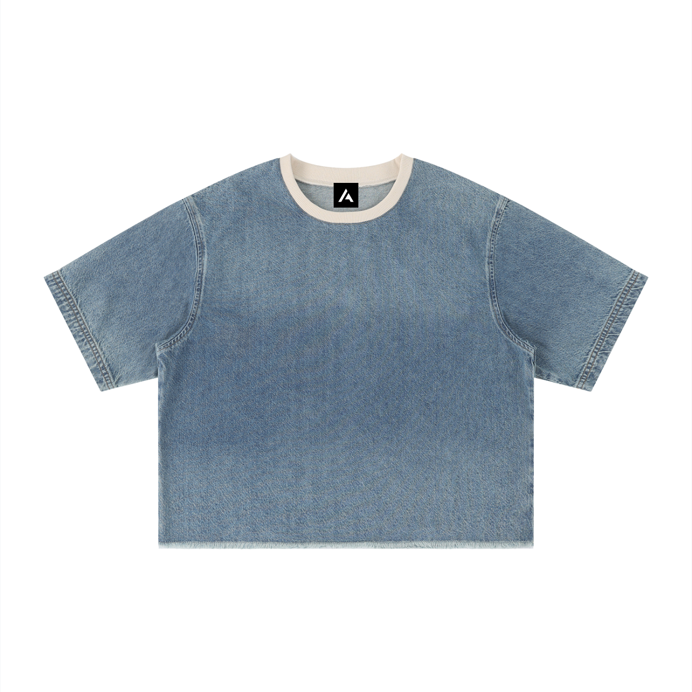 all,arcaprl,one-size,upper body,vintage,wash,boxy,raw-hem,denim,t-shirt