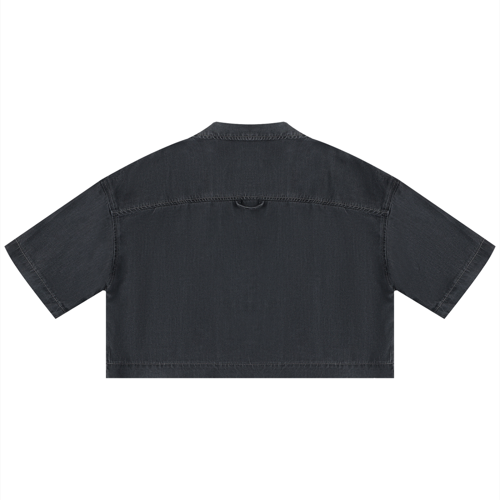 all,arcaprl,vintage,wash,boxy,cropped ,shirt,women's,upper body,100% lyocell
