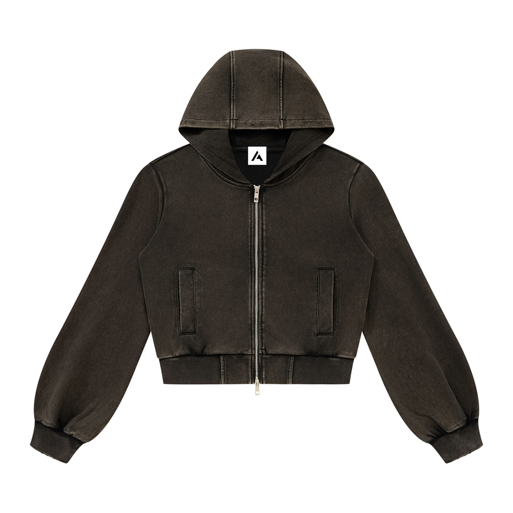 W | vintage wash full zip hoodie