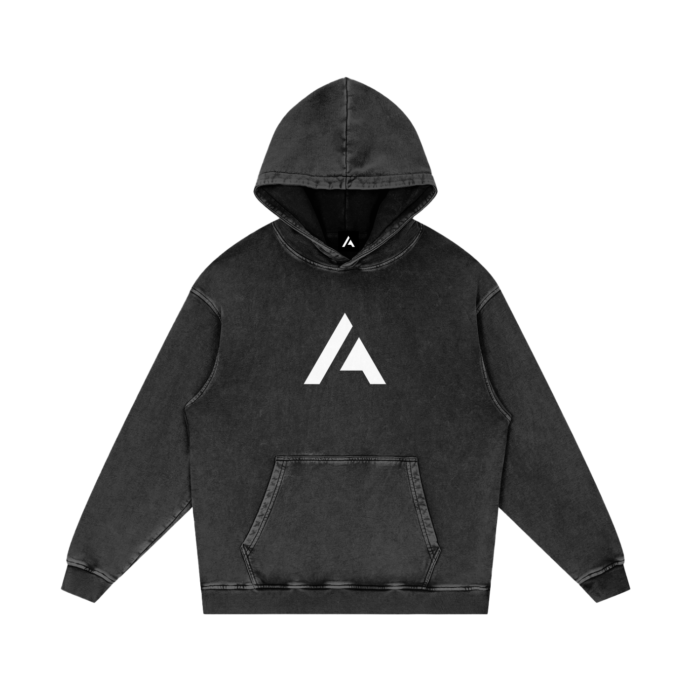 M | SNOW WASHED LOOSE COTTON HOODIE | with logo - Arcadia Apparel