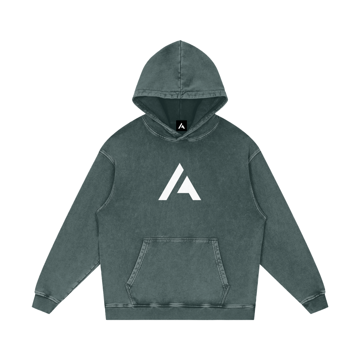 M | SNOW WASHED LOOSE COTTON HOODIE | with logo - Arcadia Apparel