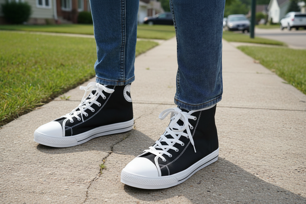 N | SNEAK | high top | black heart and stitches - Arcadia Apparel