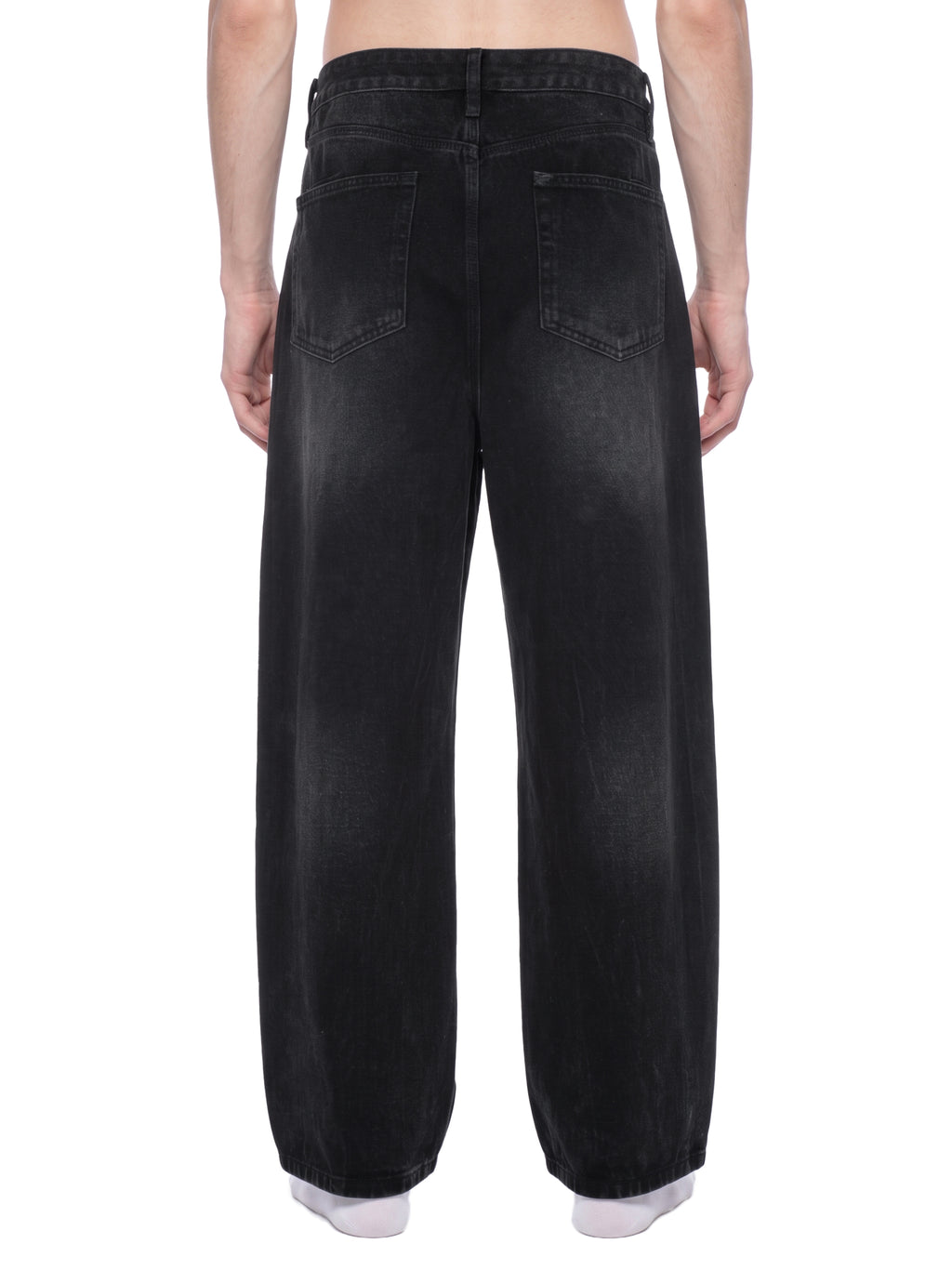 M | vintage wash wide leg jeans | black