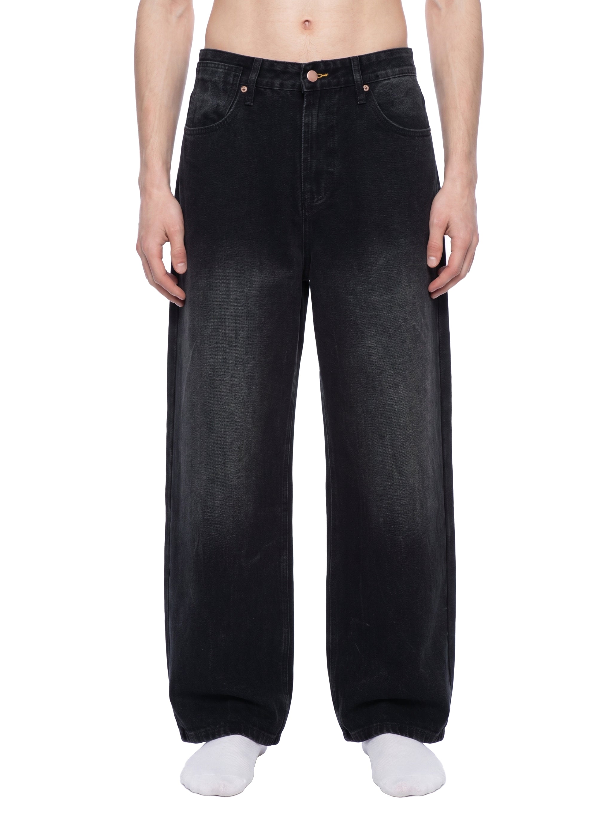 M | vintage wash wide leg jeans | black