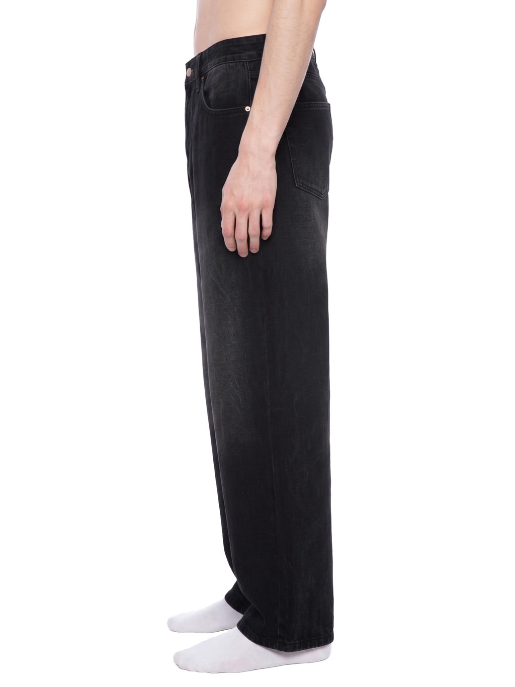 M | vintage wash wide leg jeans | black