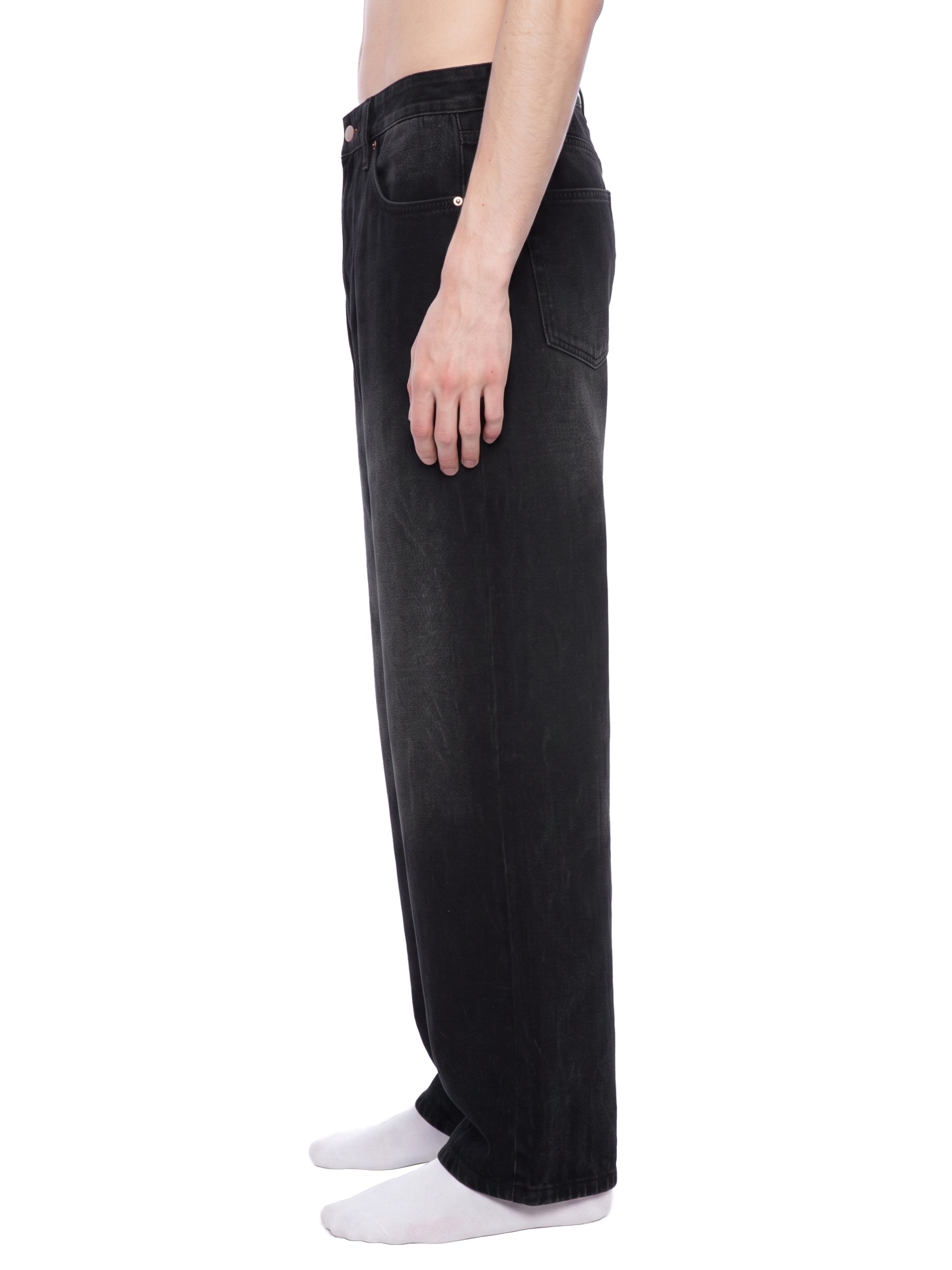 M | vintage wash wide leg jeans | black