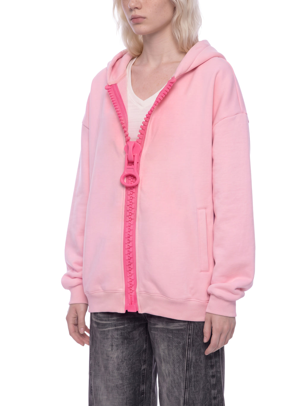 O | U oversized fleece chunky-zip hoodie