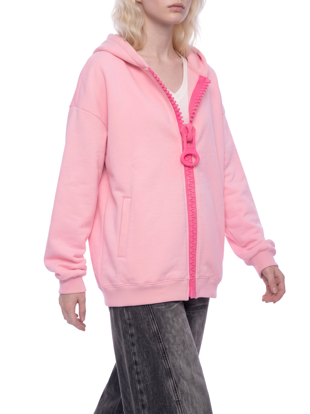 O | U oversized fleece chunky-zip hoodie