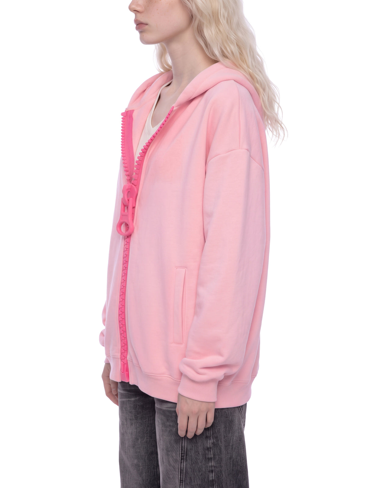 O | U oversized fleece chunky-zip hoodie
