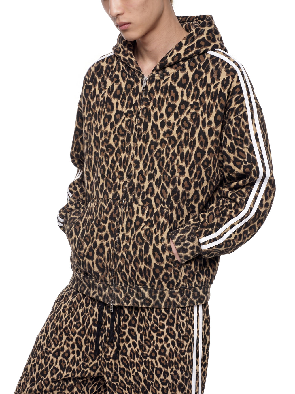 O | leopard full zip hoodie