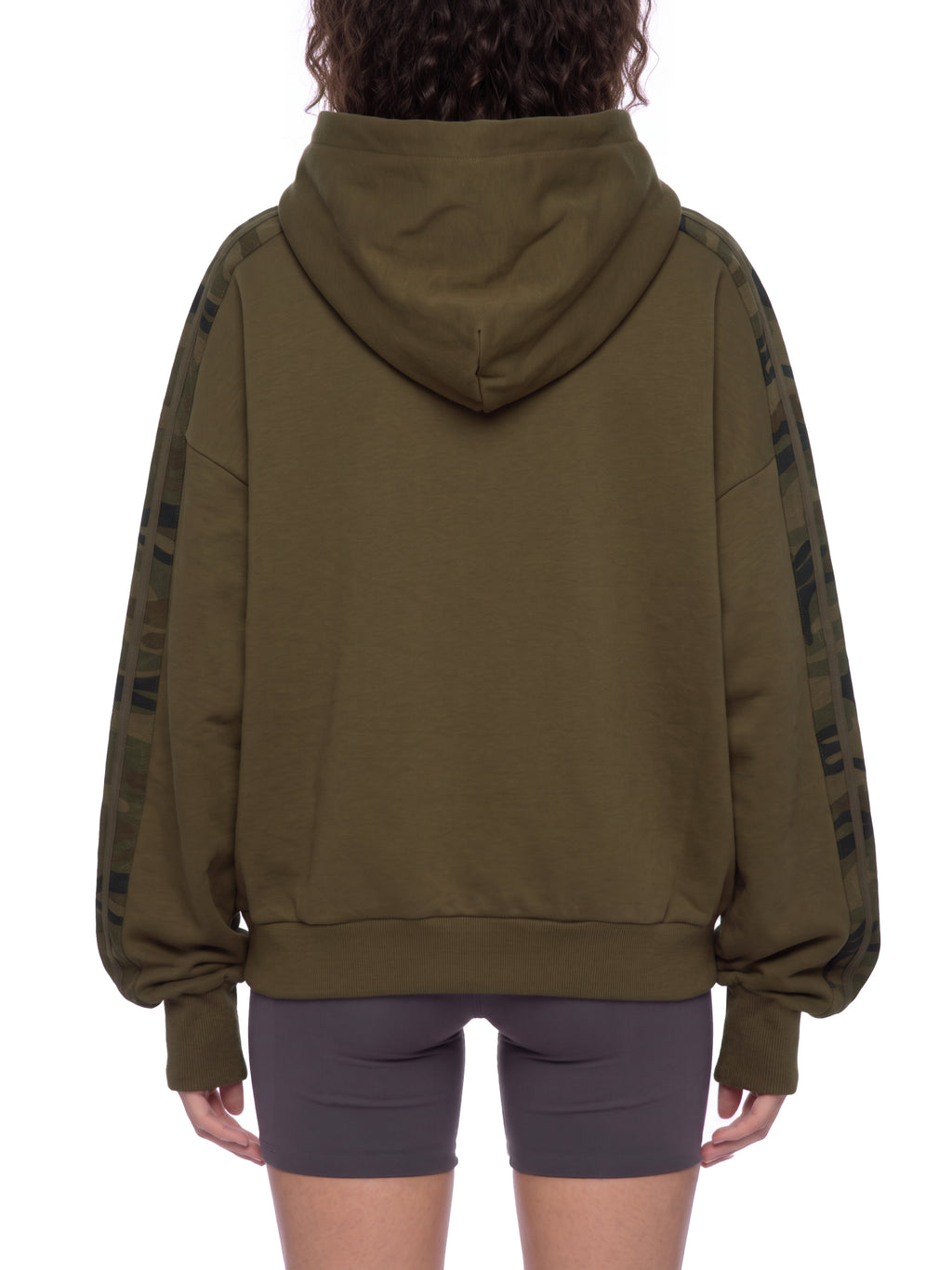 O | boxy camo-panelled hoodie