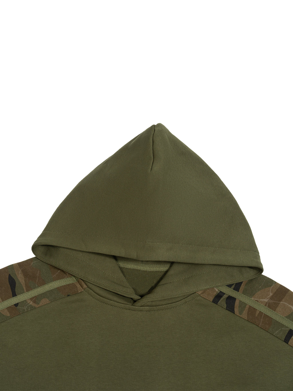 O | boxy camo-panelled hoodie