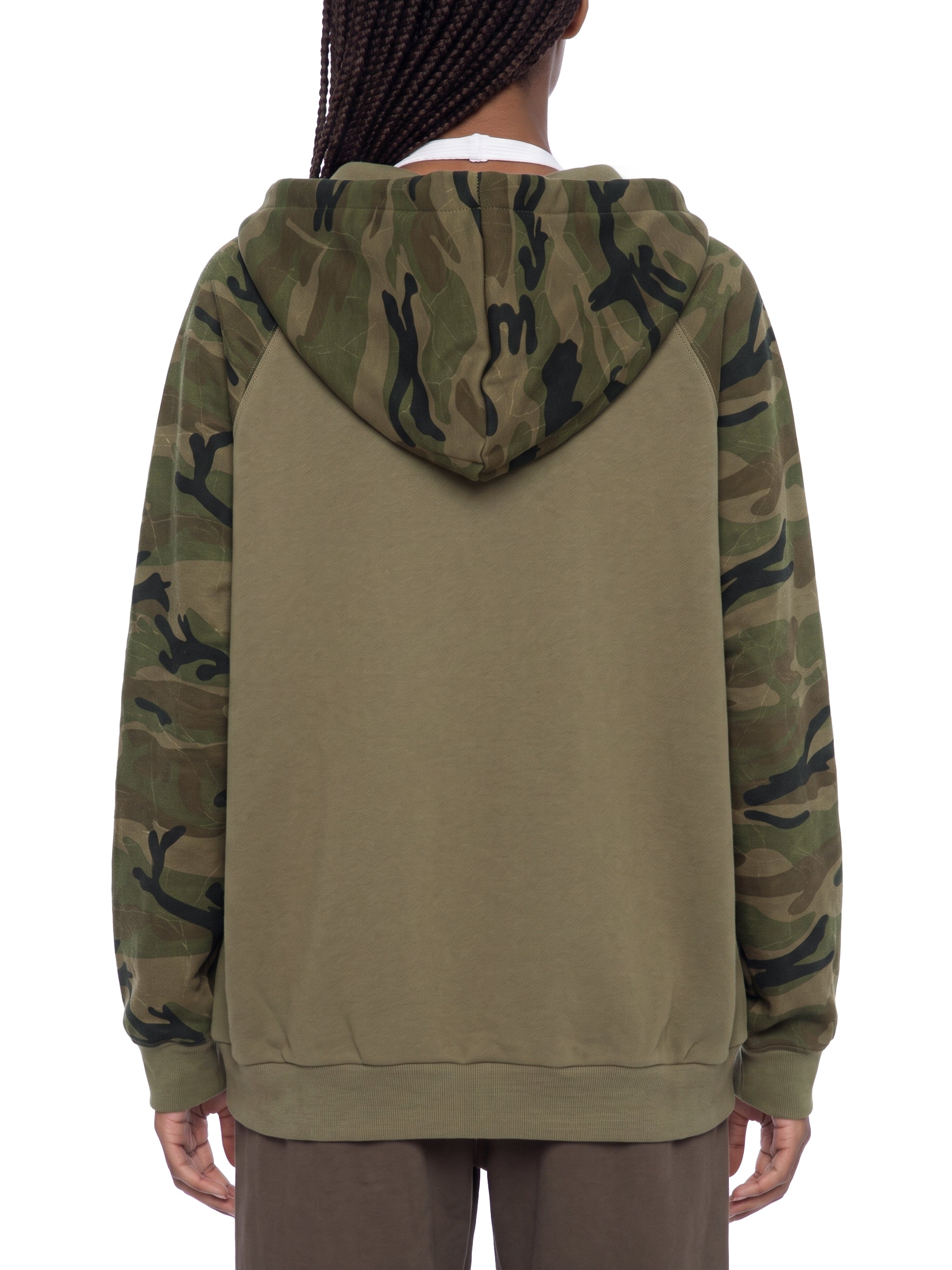 O | camo-splice raglan zip hoodie