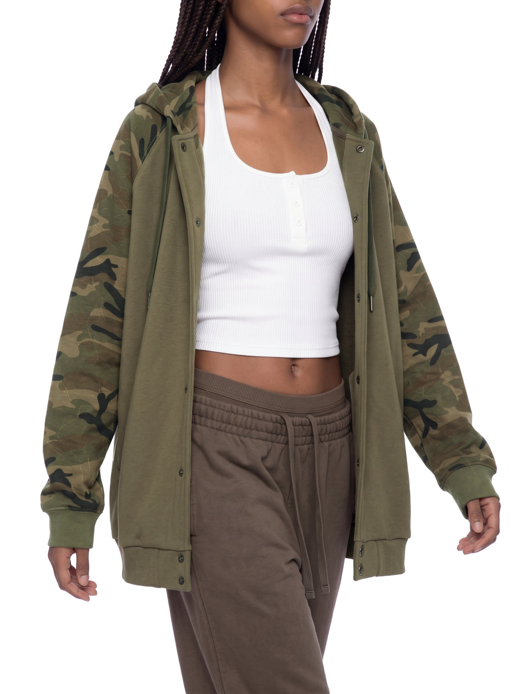 O | camo-splice raglan zip hoodie