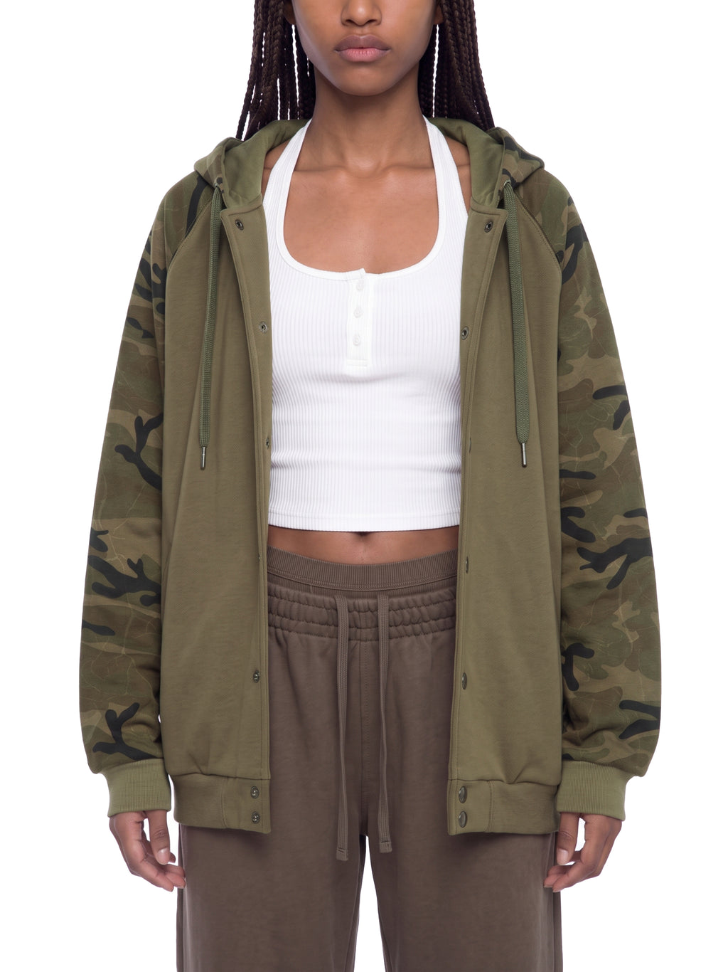 O | camo-splice raglan zip hoodie
