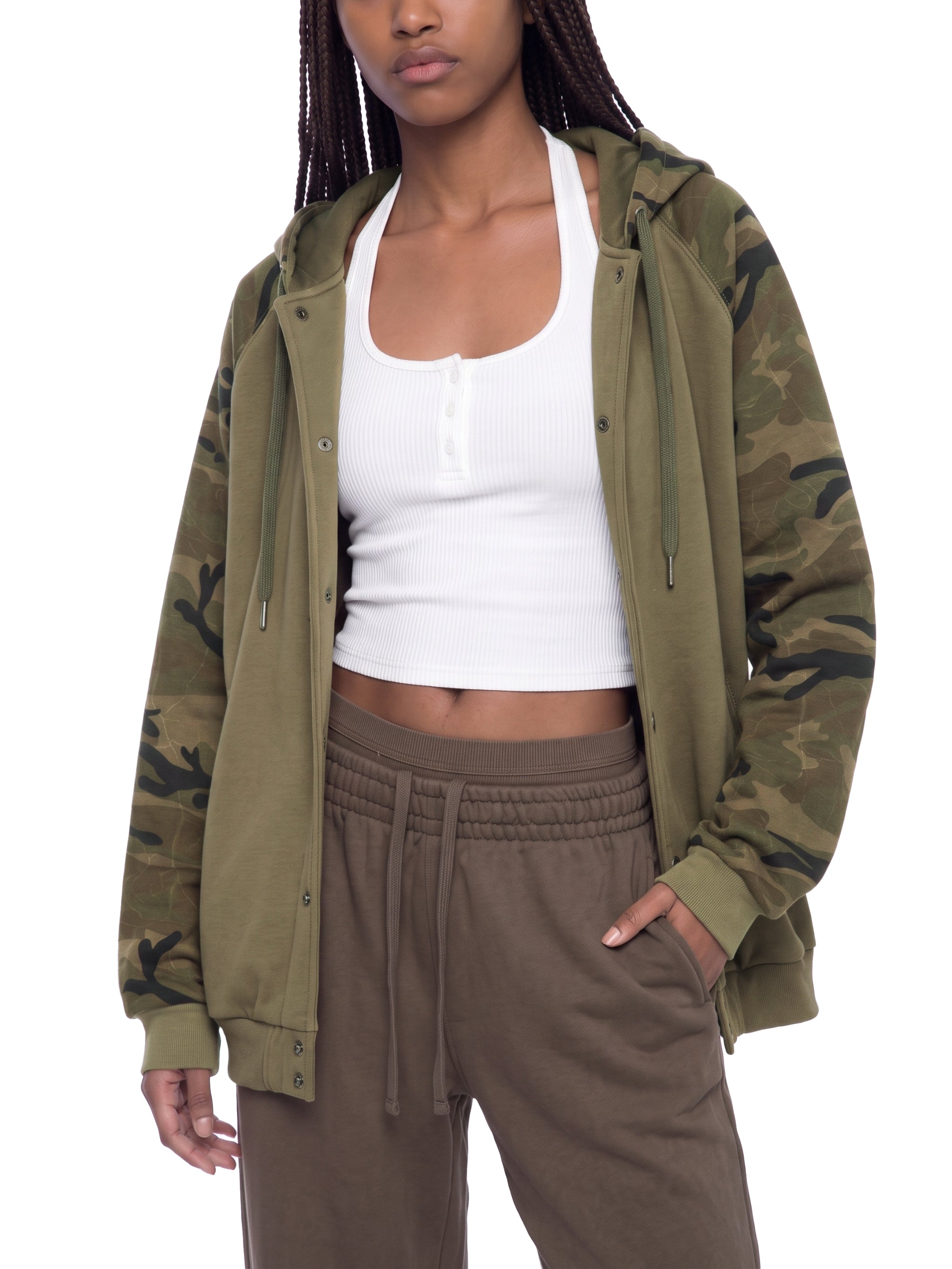O | camo-splice raglan zip hoodie