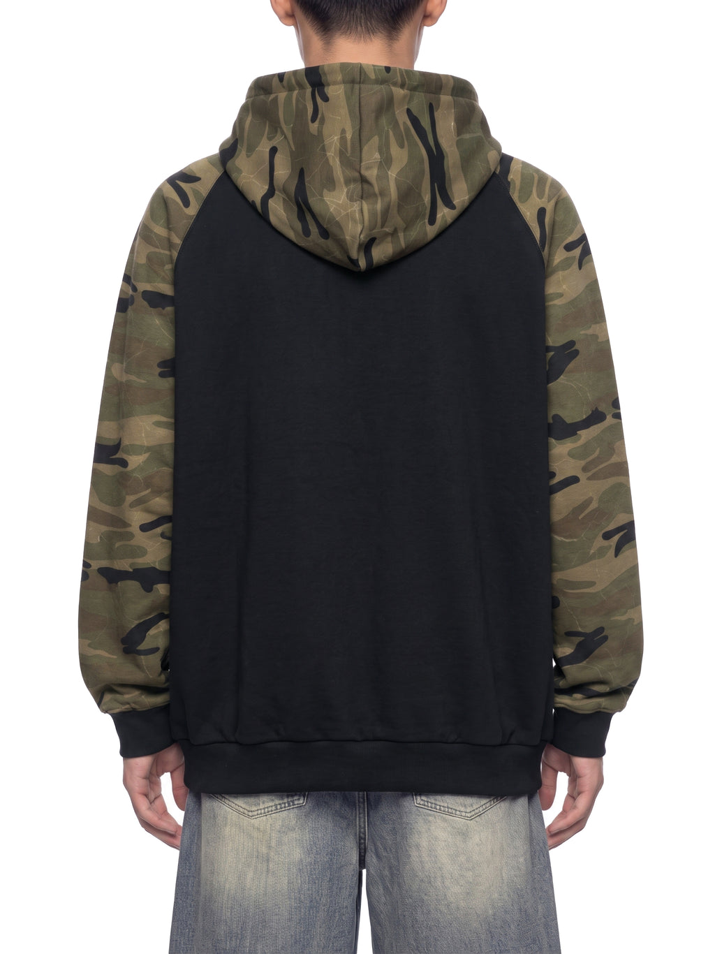 O | camo-splice raglan zip hoodie
