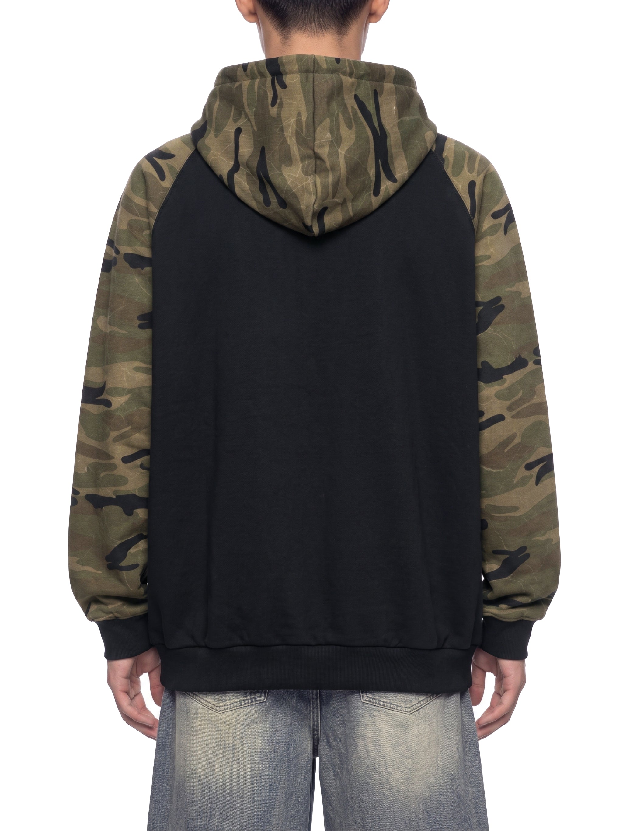 O | camo-splice raglan zip hoodie