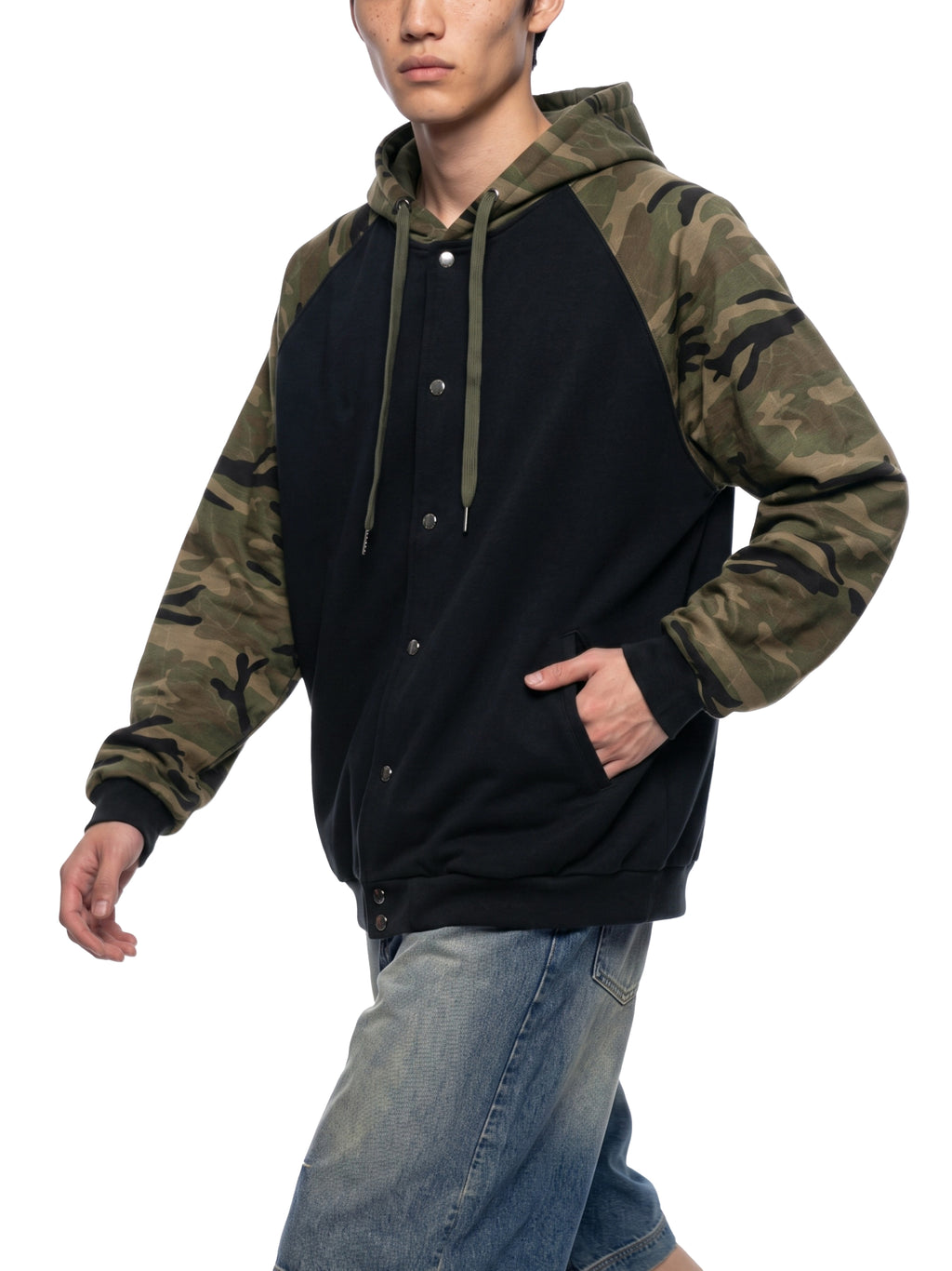 O | camo-splice raglan zip hoodie