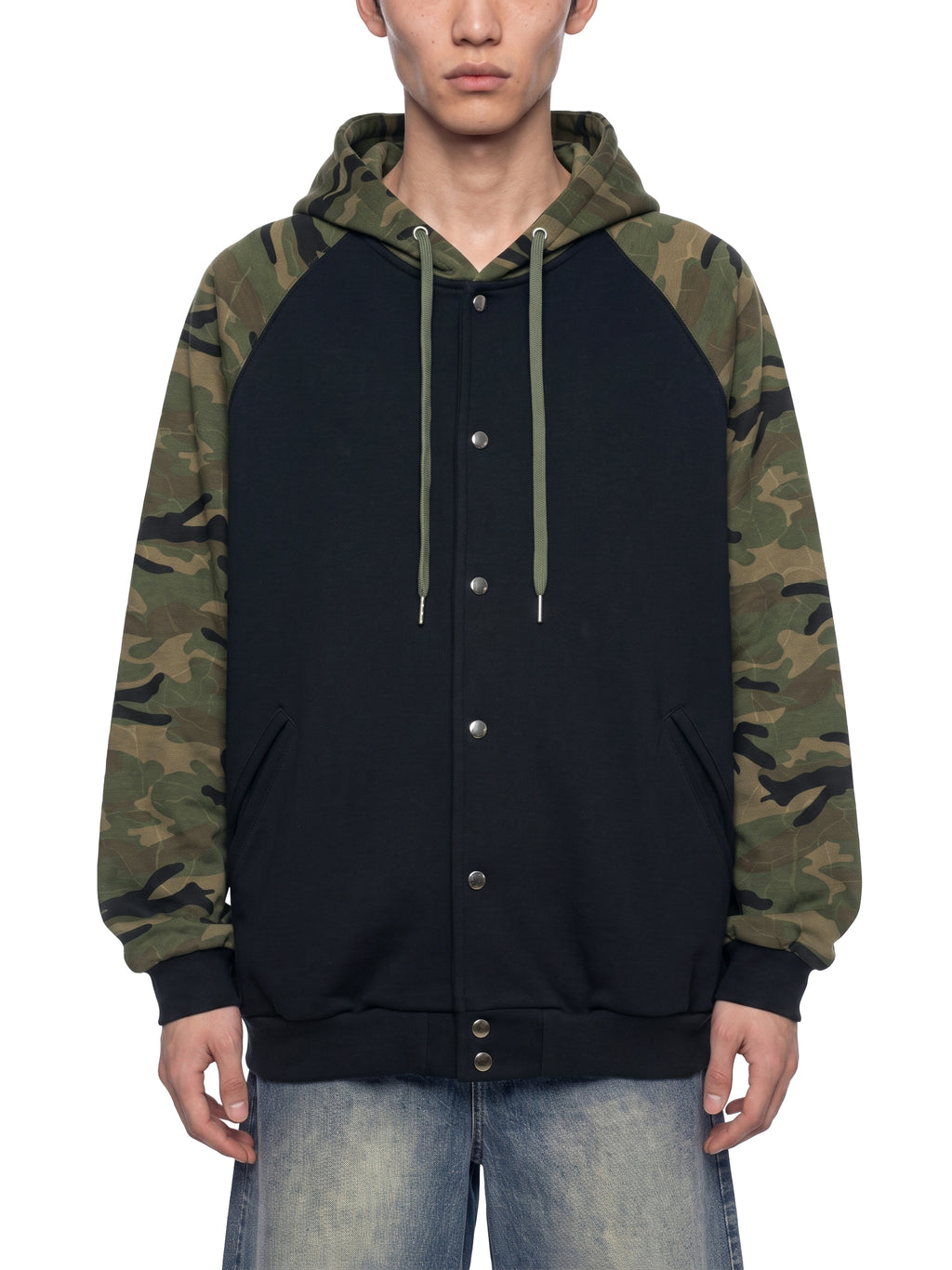O | camo-splice raglan zip hoodie