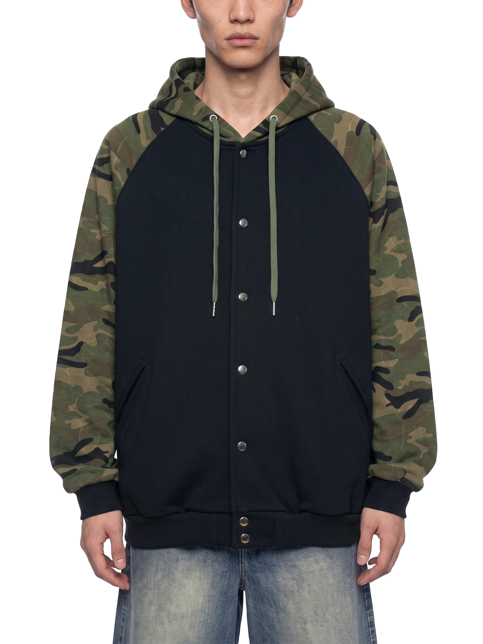 O | camo-splice raglan zip hoodie