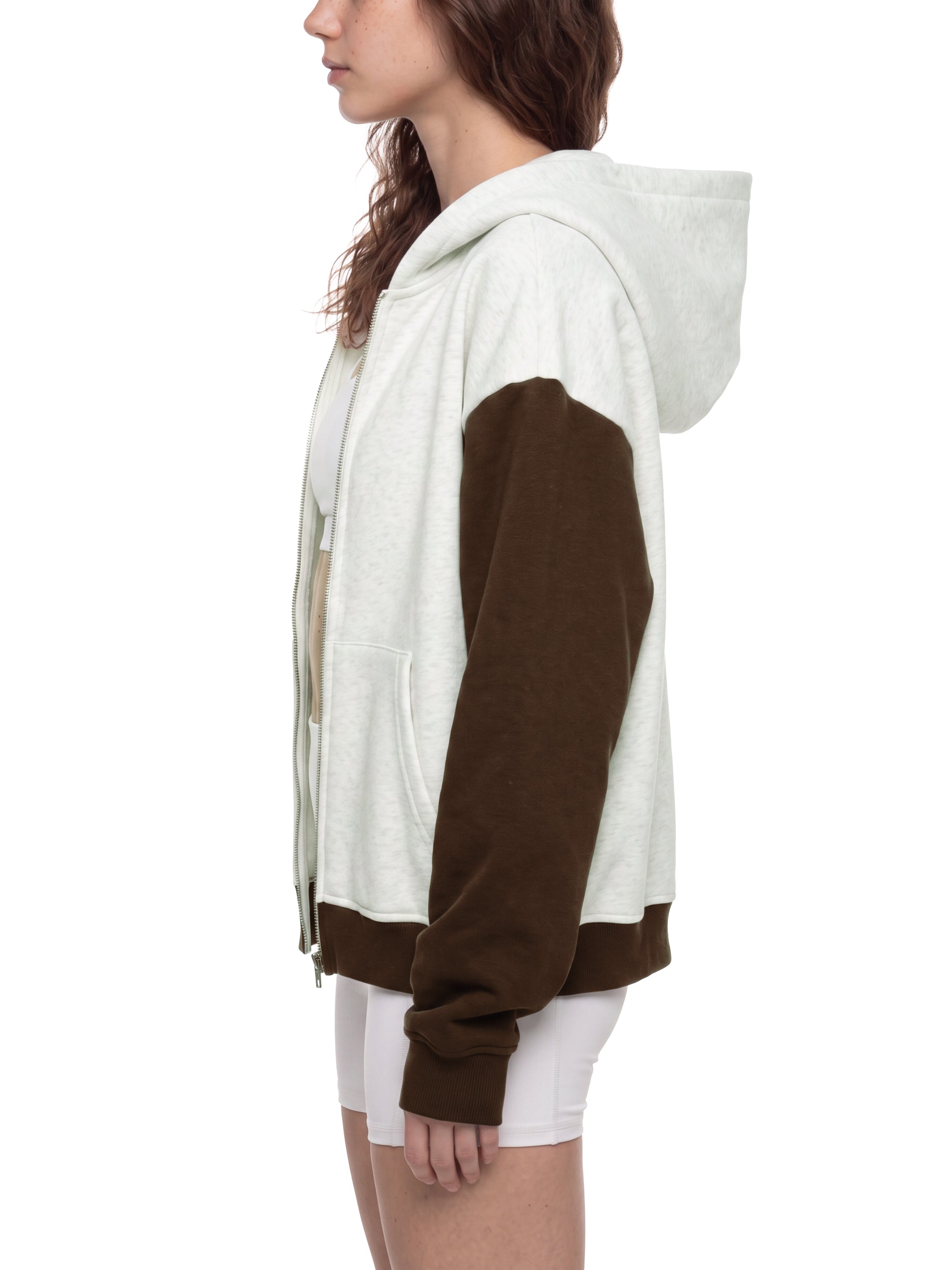 O | colour block fleece full-zip hoodie