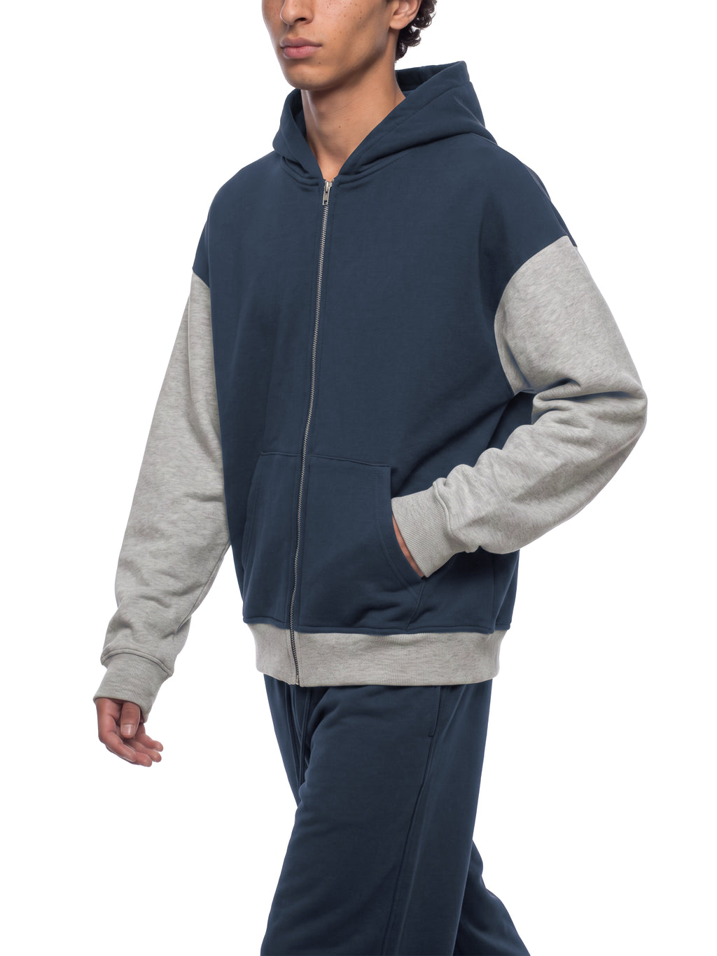 O | colour block fleece full-zip hoodie