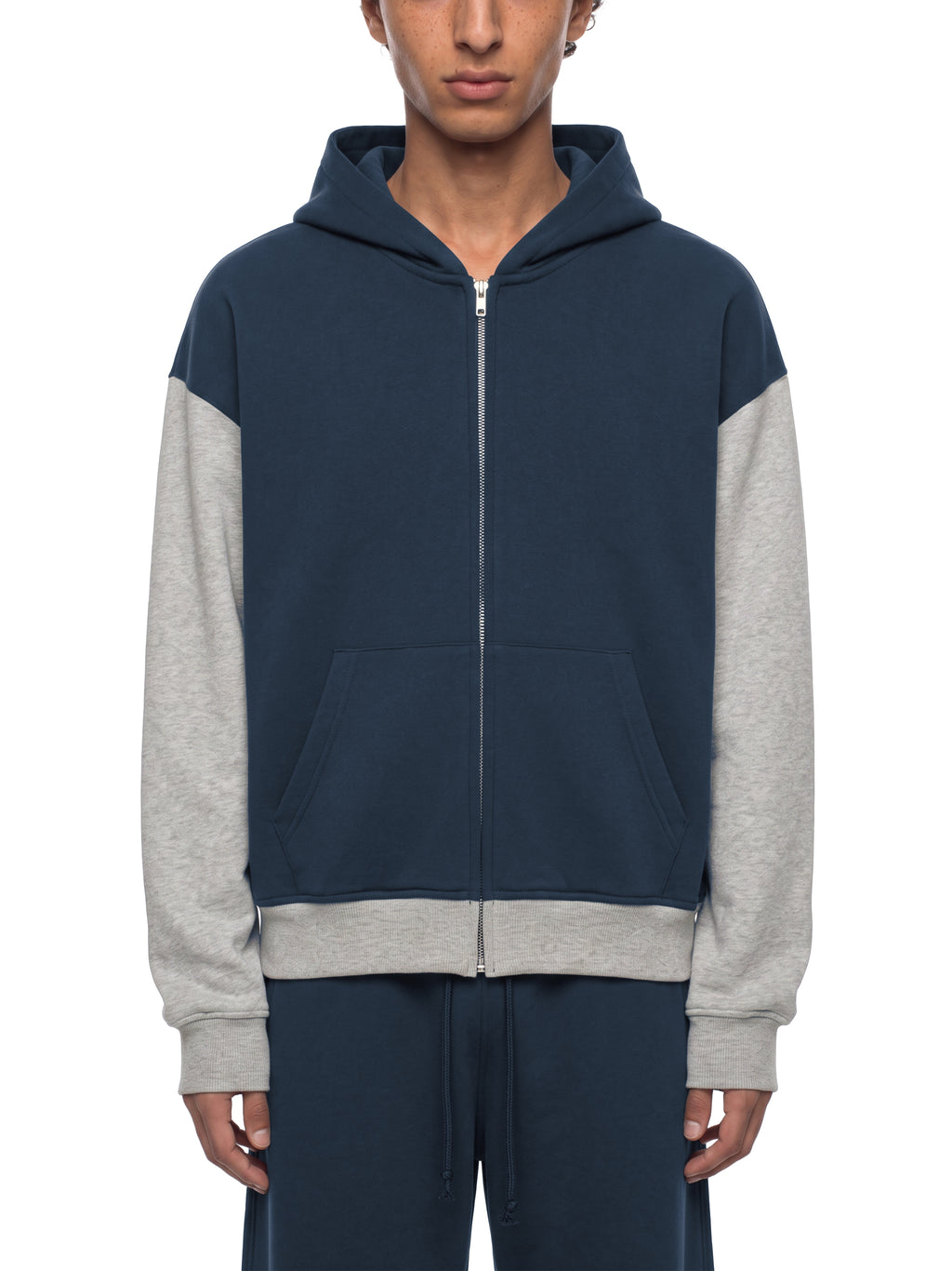 O | colour block fleece full-zip hoodie