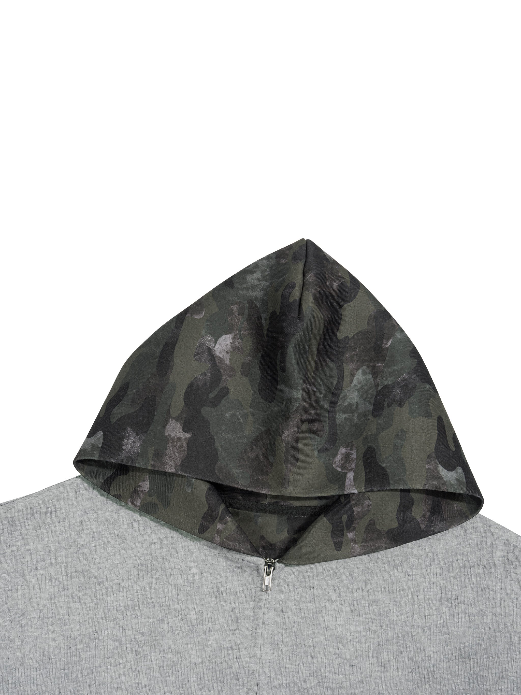 O | colourblock camo full zip boxy hoodie
