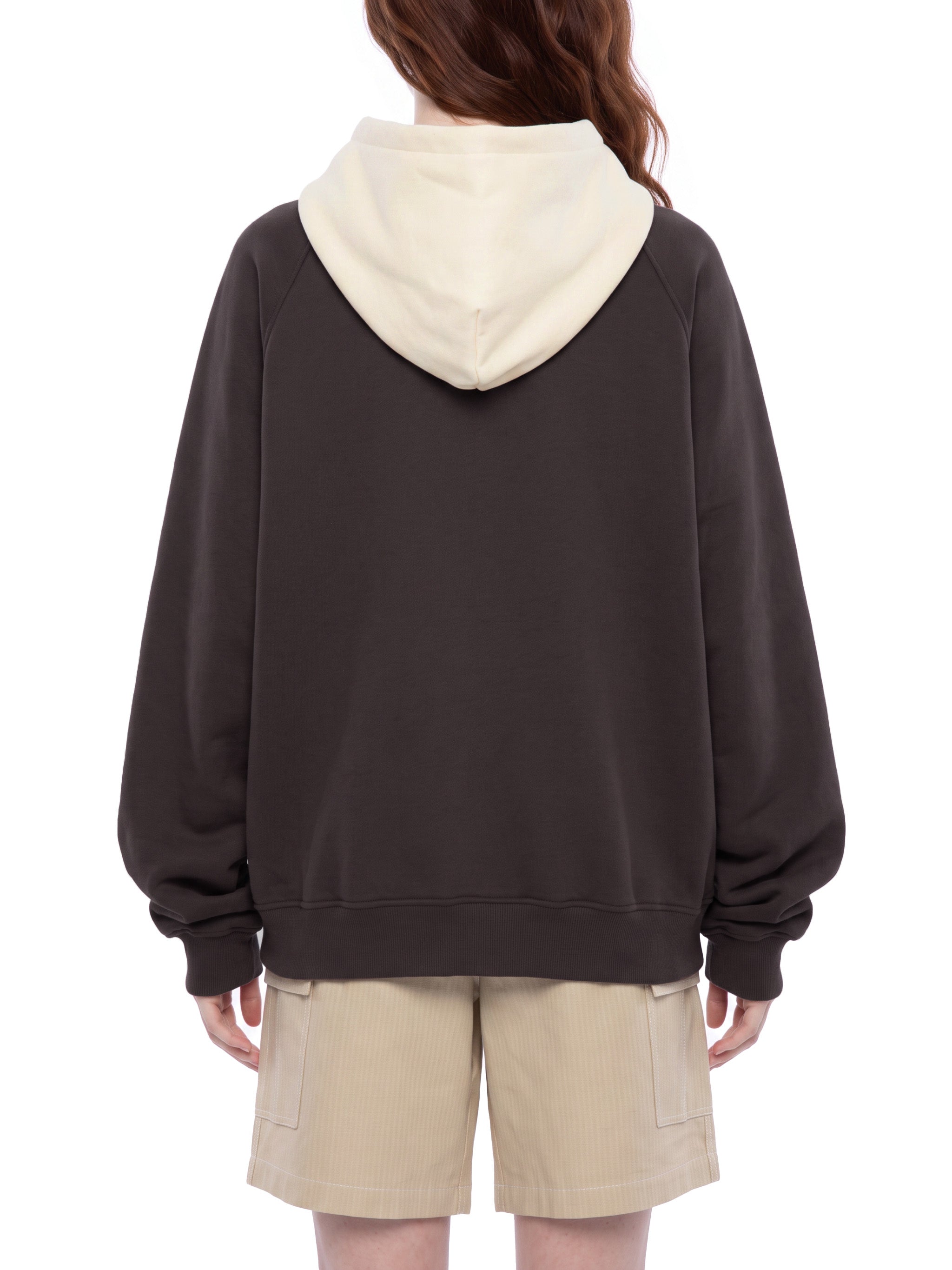 O | fleece raglan colour block hoodie