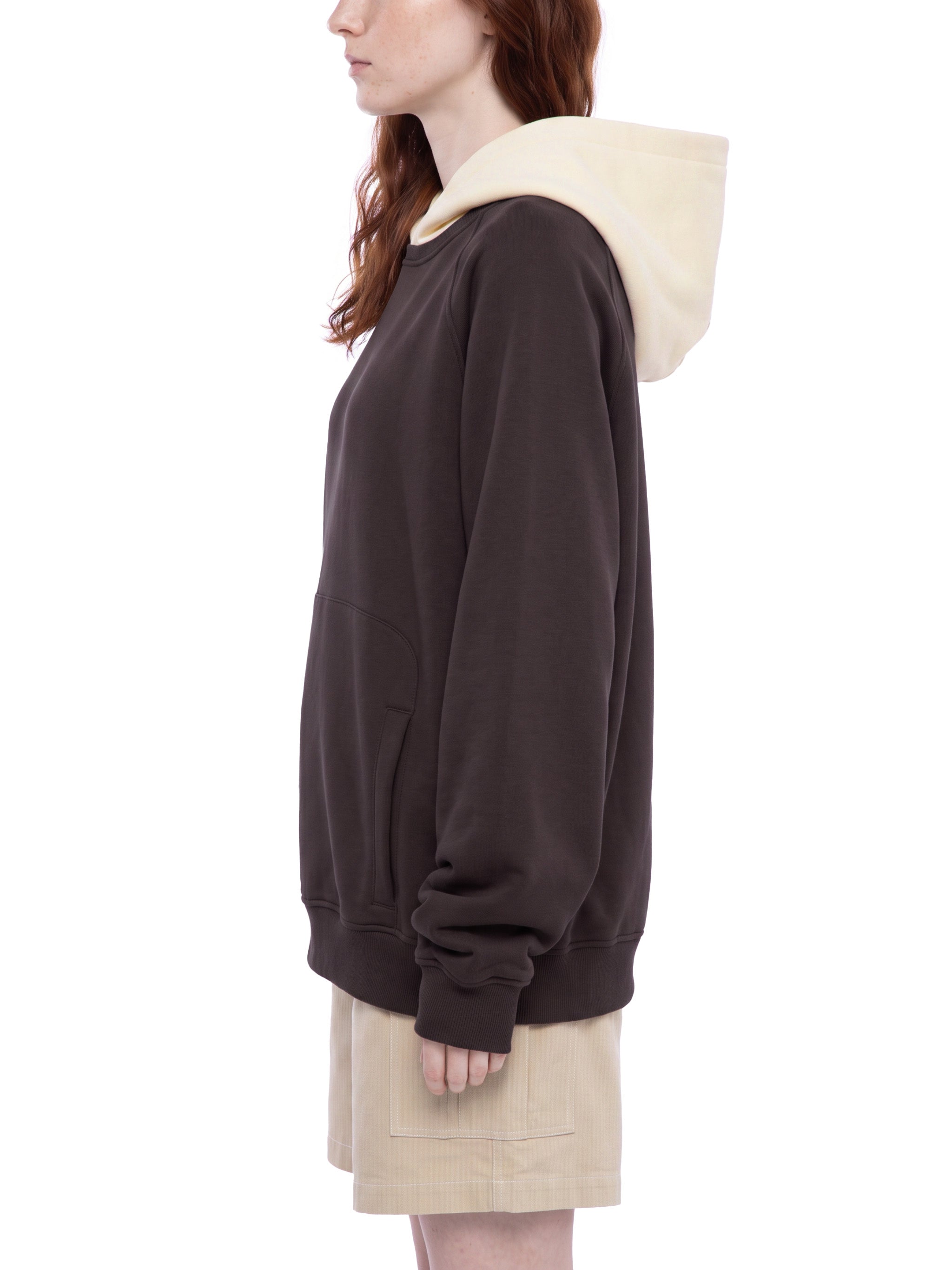 O | fleece raglan colour block hoodie