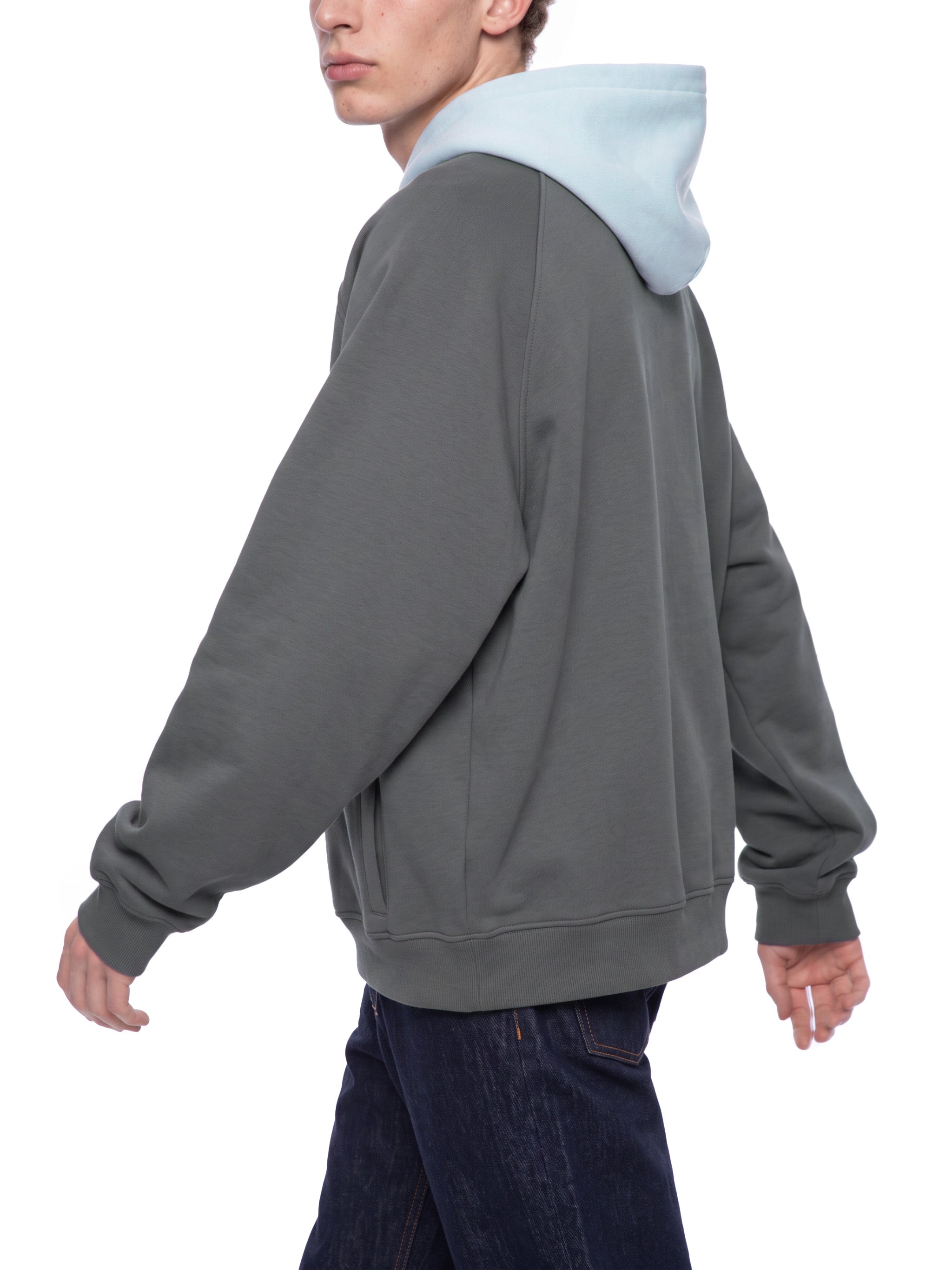 O | fleece raglan colour block hoodie