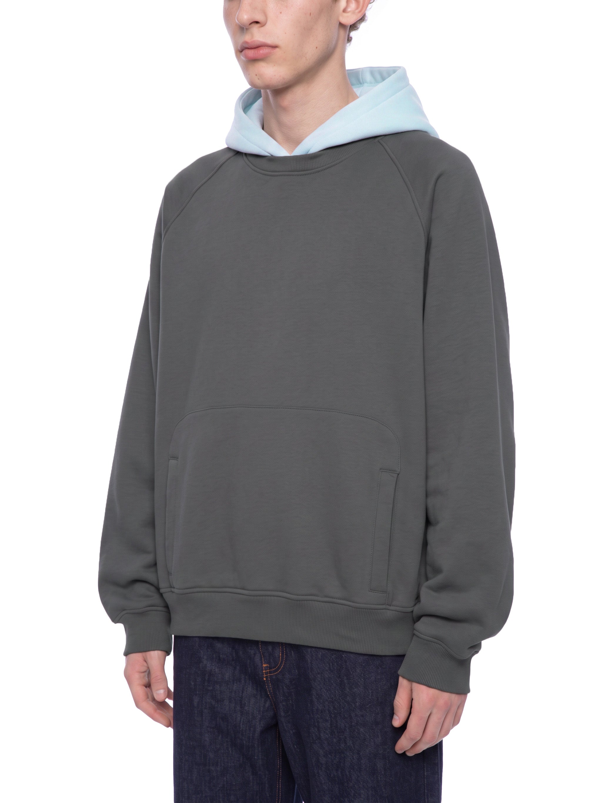 O | fleece raglan colour block hoodie