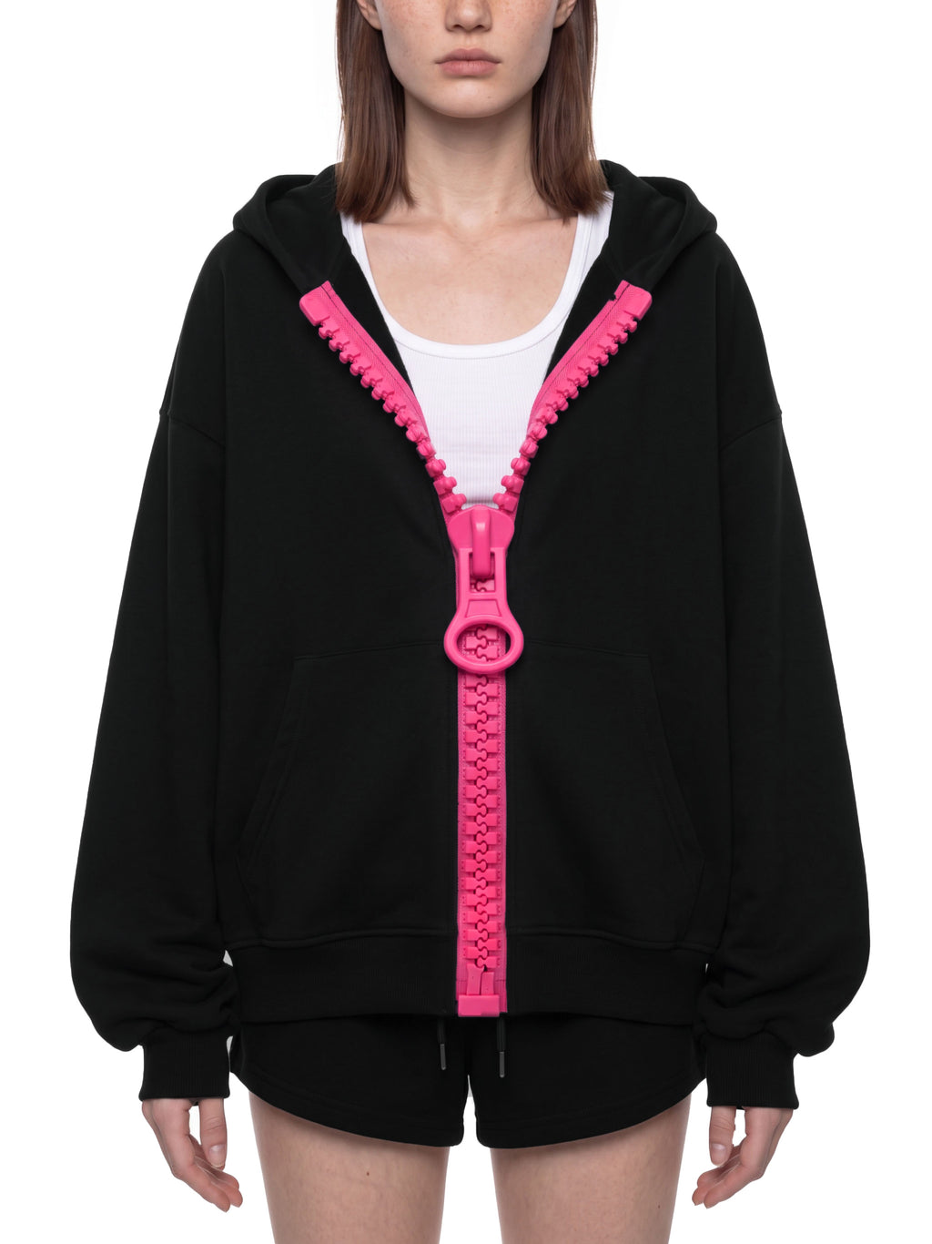 O | oversized chunky-zip boxy hoodie
