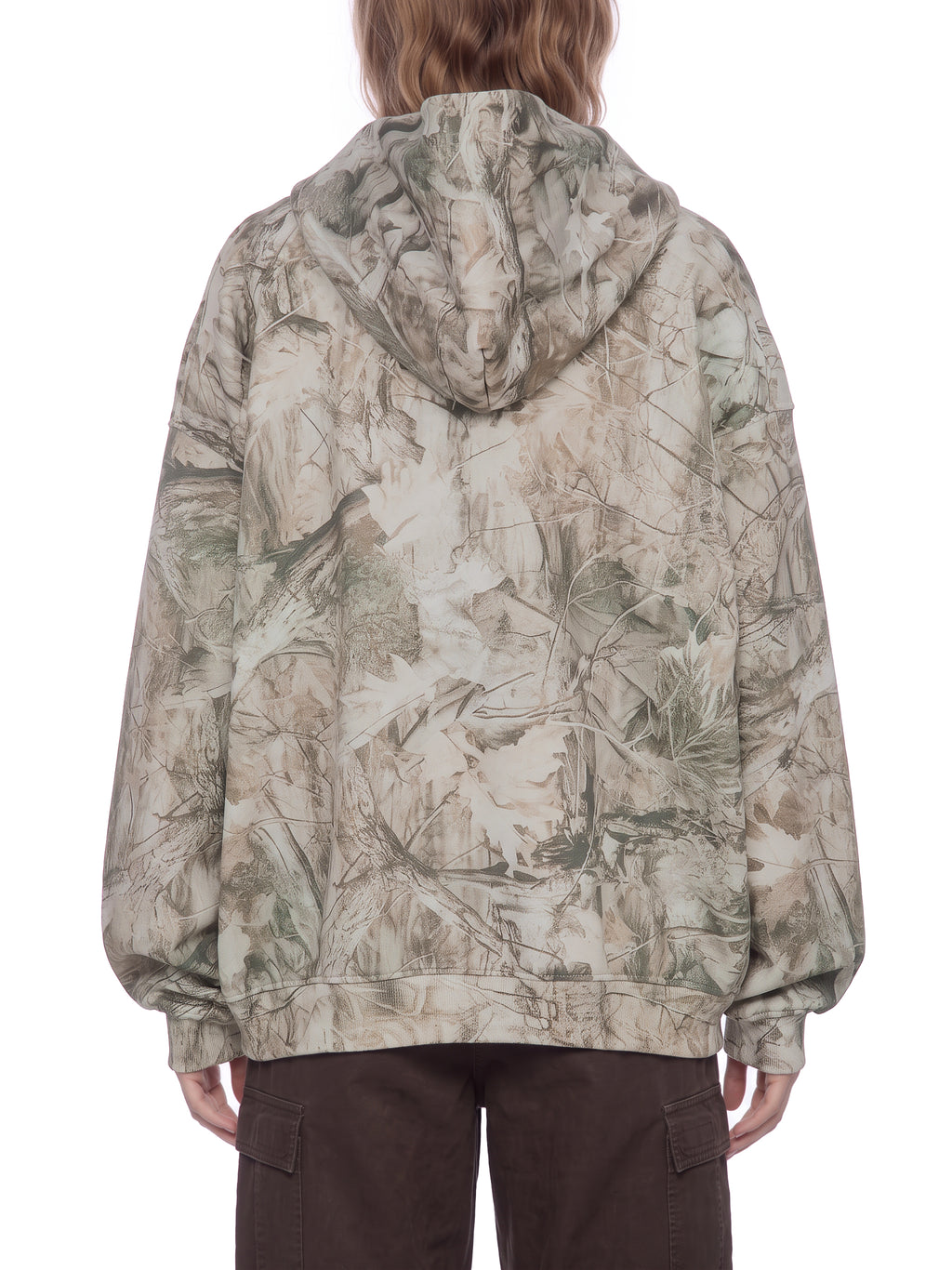 O | oversized fleece tree camo hoodie