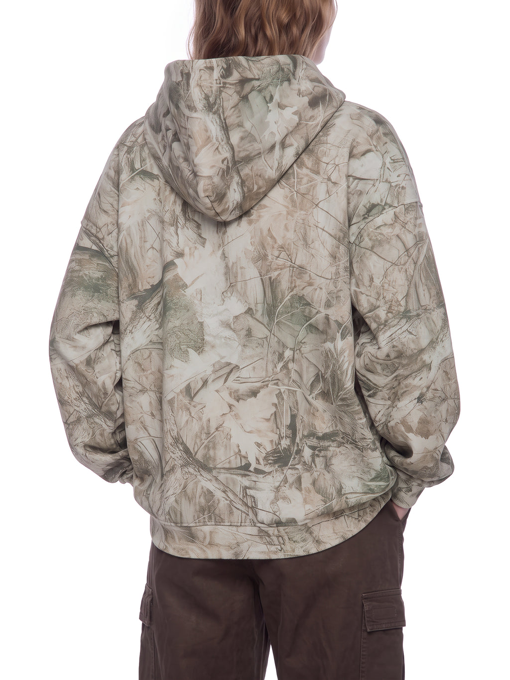 O | oversized fleece tree camo hoodie