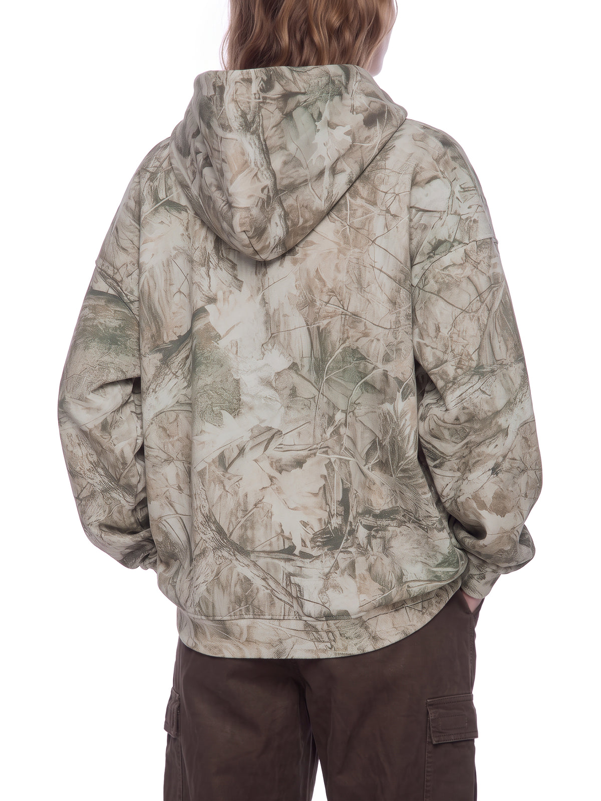 O | oversized fleece tree camo hoodie