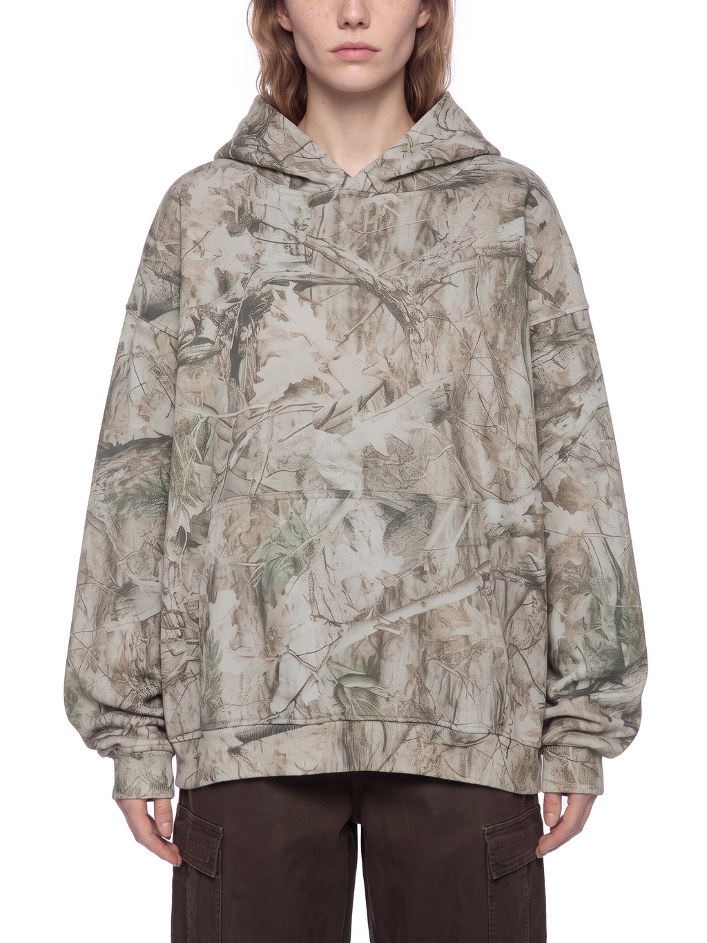 O | oversized fleece tree camo hoodie