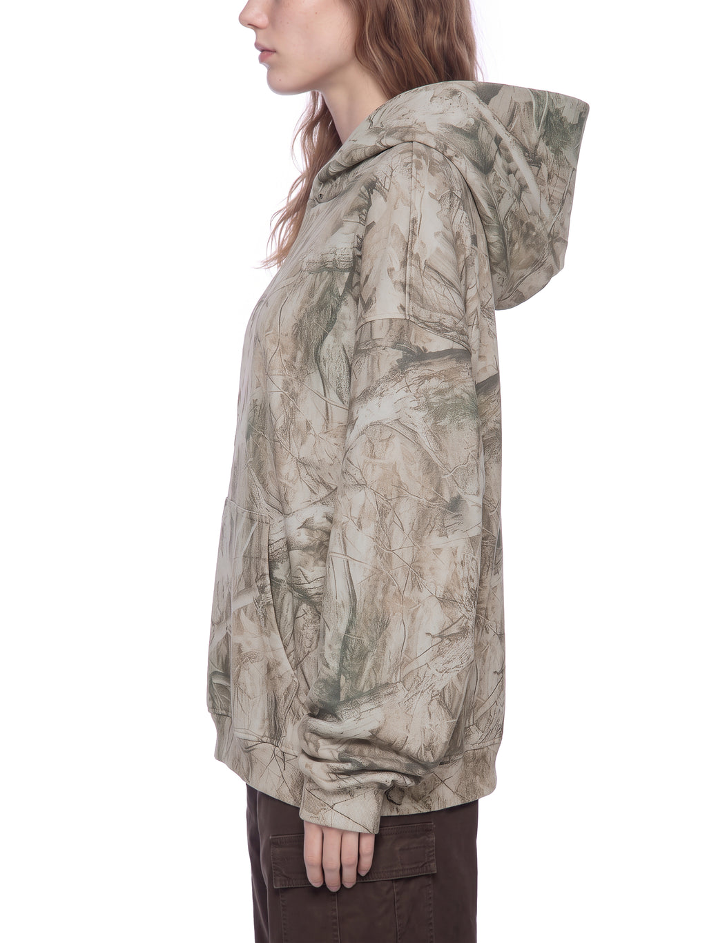 O | oversized fleece tree camo hoodie