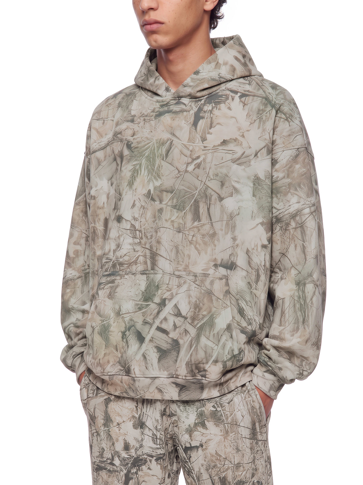 O | oversized fleece tree camo hoodie