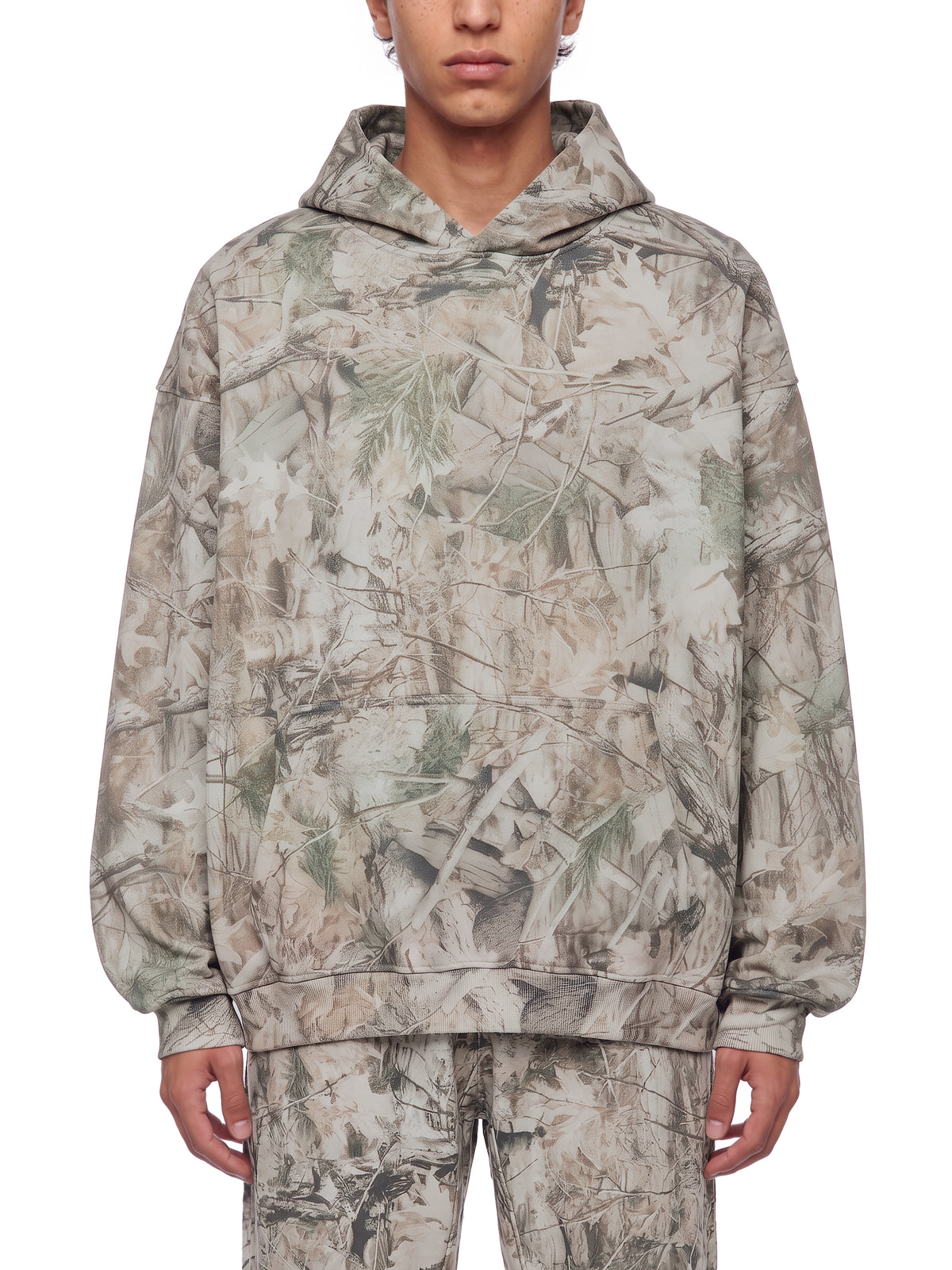 O | oversized fleece tree camo hoodie