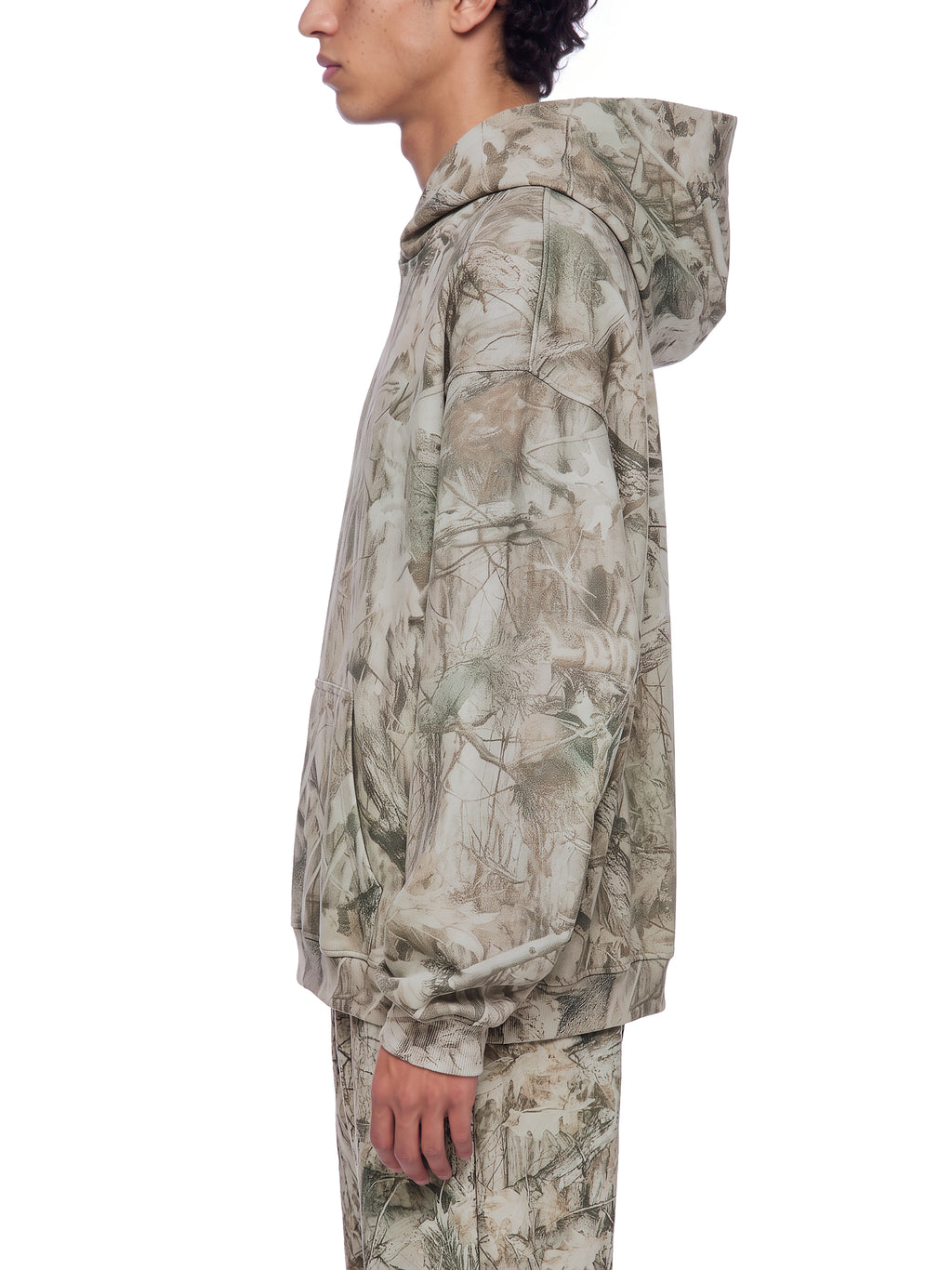 O | oversized fleece tree camo hoodie