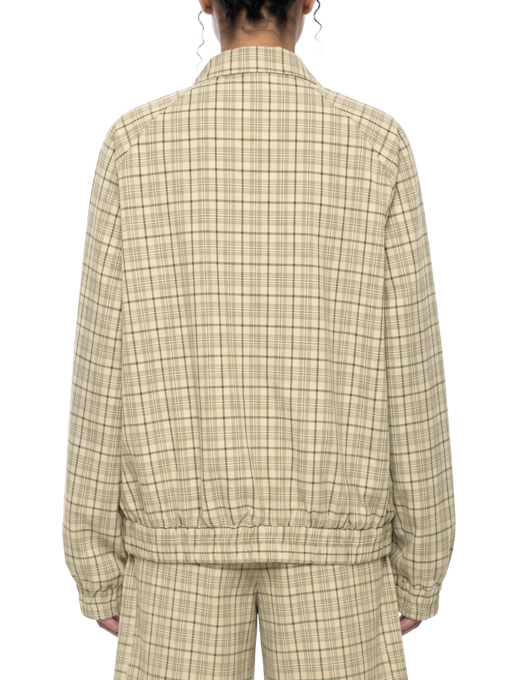 O | plaid full-zip track jacket