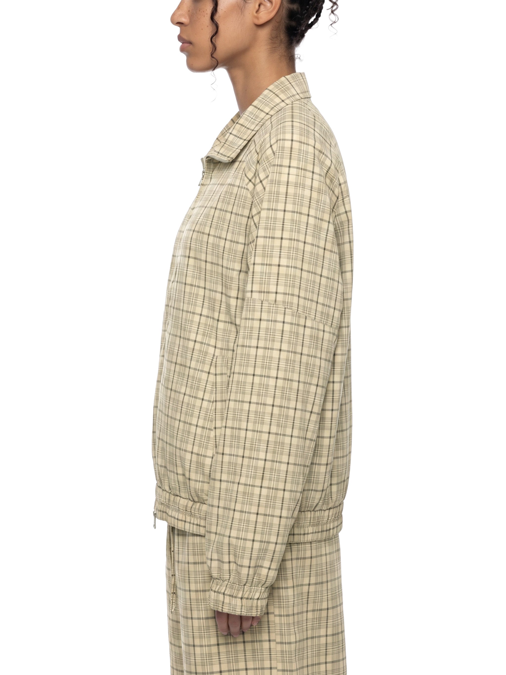 O | plaid full-zip track jacket