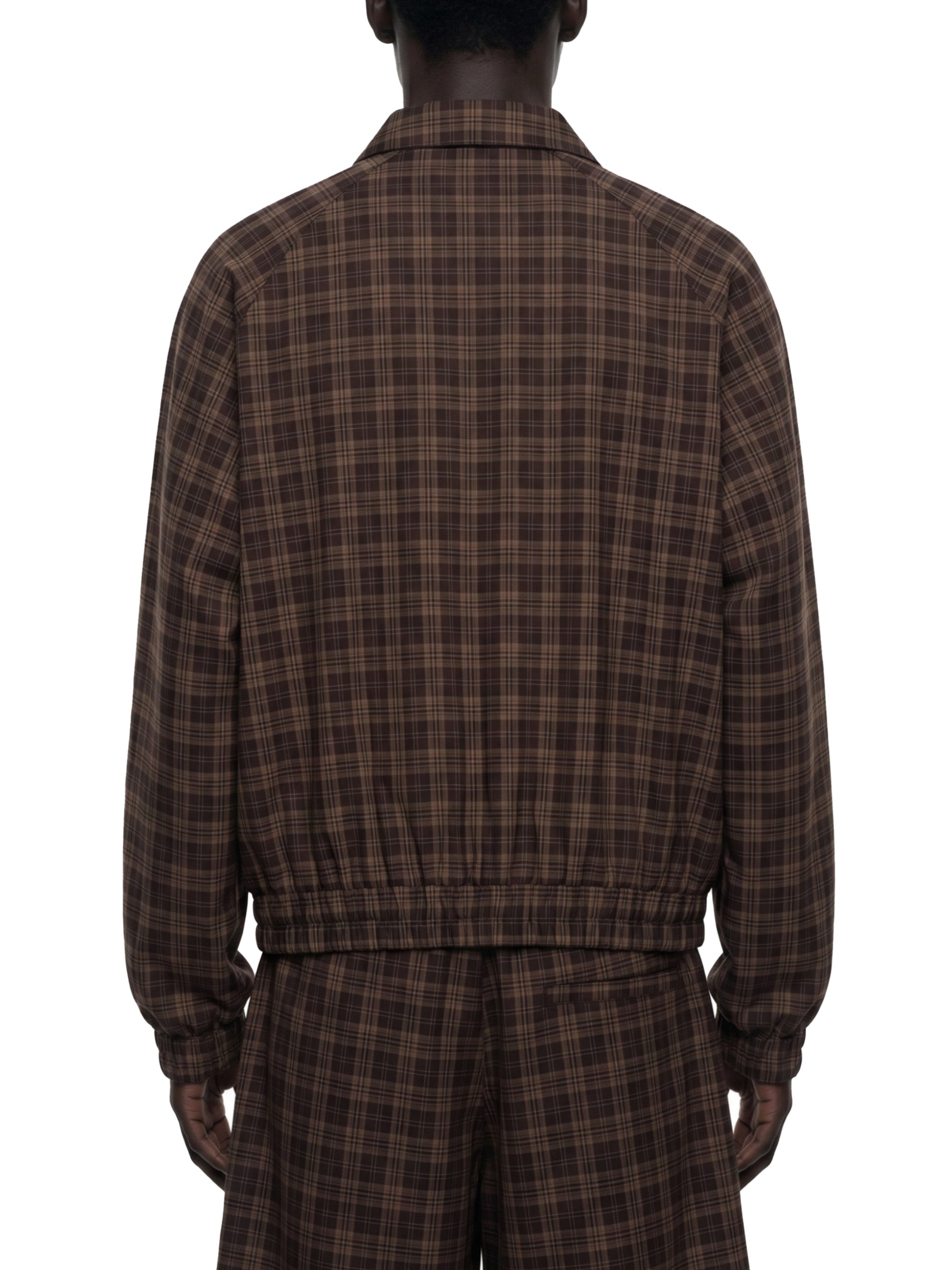 O | plaid full-zip track jacket