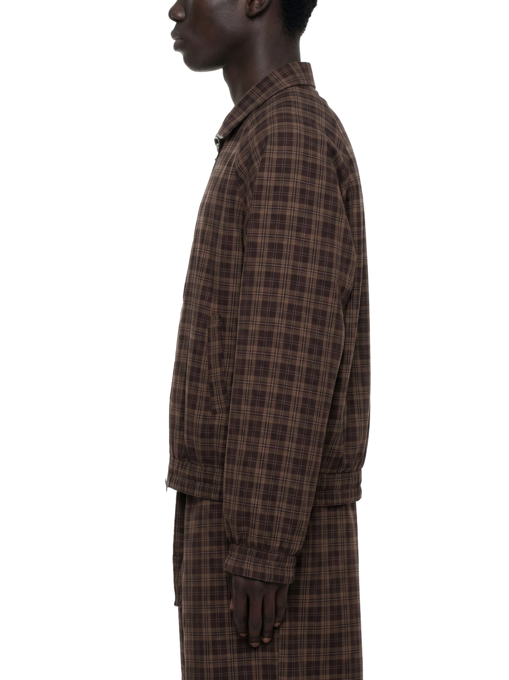 O | plaid full-zip track jacket