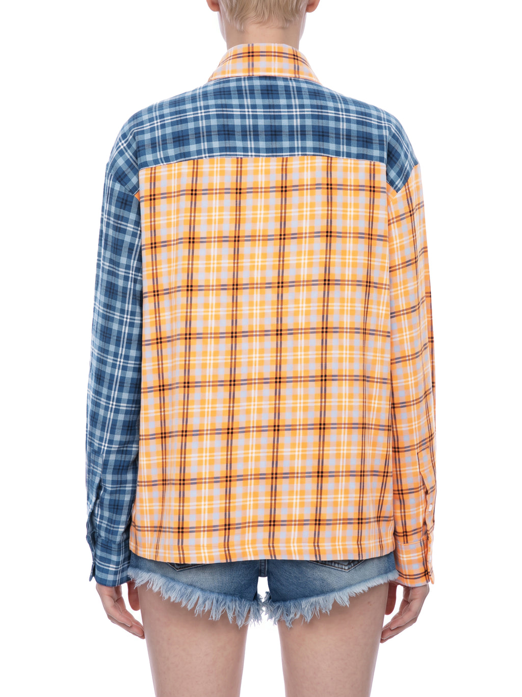 O | oversized plaid colour block shirt