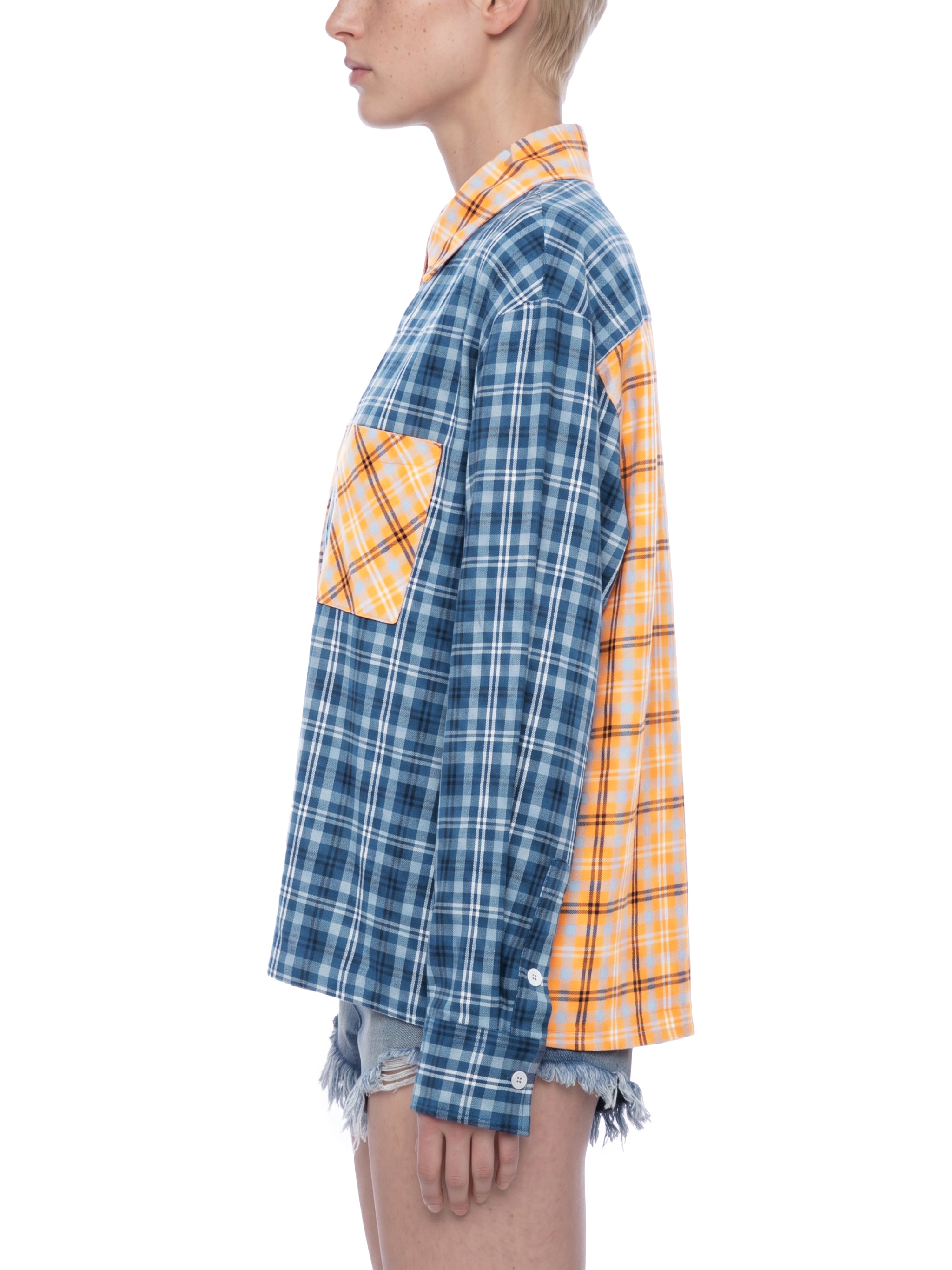 O | oversized plaid colour block shirt